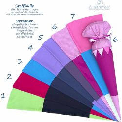 Stoffhülle für Schultüte 70cm fertiger Zuschnitt Nähset mit Anleitung grün, rosa, türkis